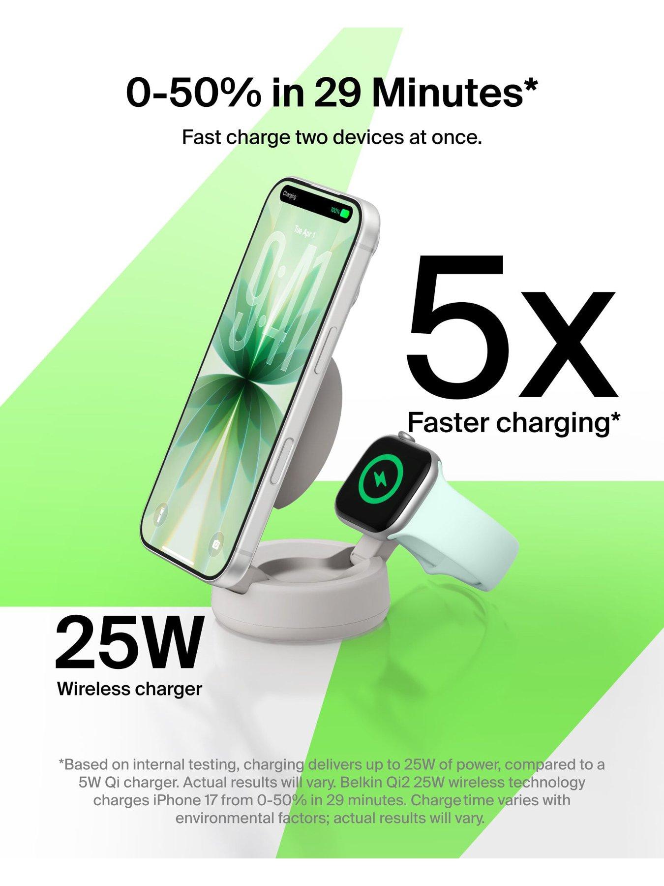 Image 3 of 6 of Belkin 25W Qi2 2 in 1 Folding Charger with Apple Watch Charger, Sand