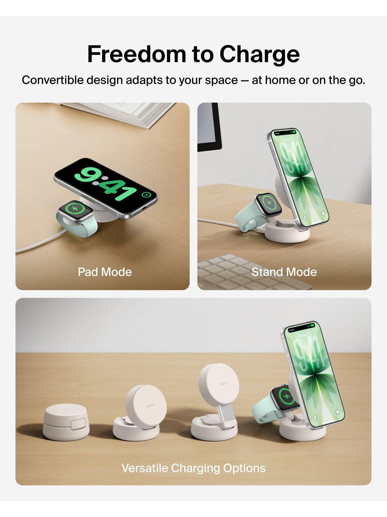 Image 4 of 6 of Belkin 25W Qi2 2 in 1 Folding Charger with Apple Watch Charger, Sand