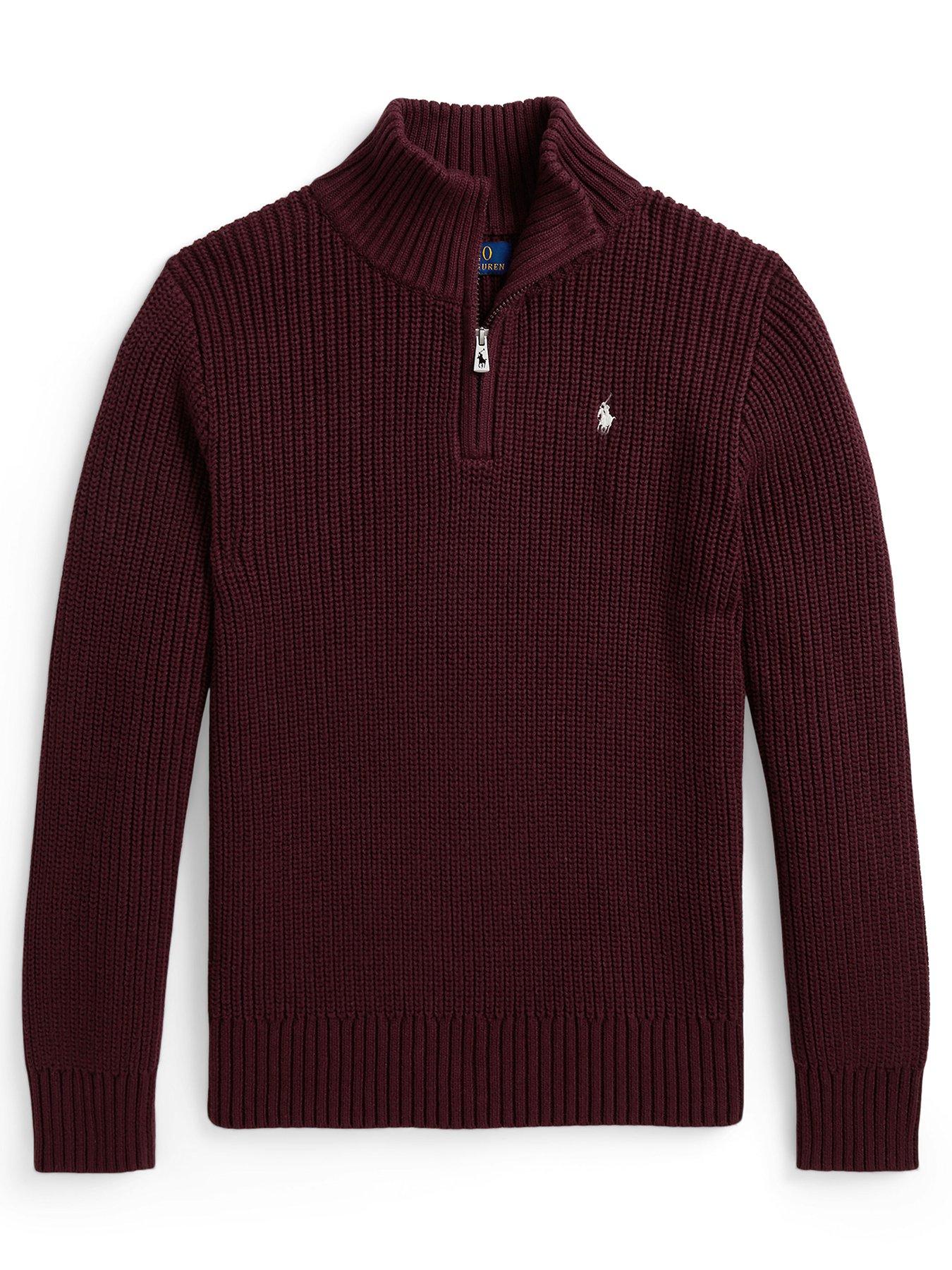 Polo Ralph Lauren Boys Half Zip Knit Jumper - Dark Red