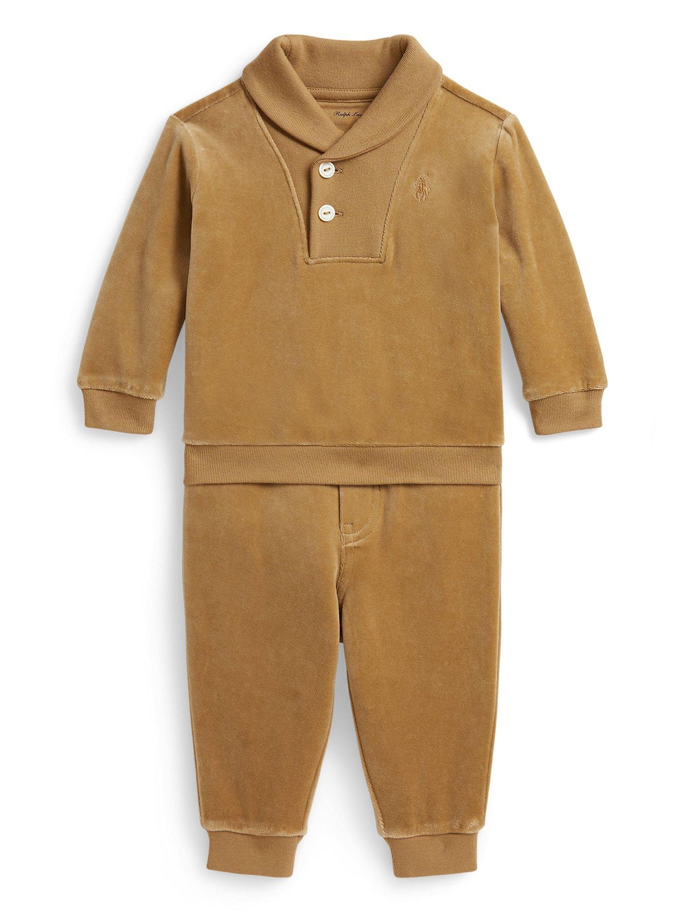 Polo Ralph Lauren Boys' Top and Joggers Co-Ord Set with Shawl Collar - Beige