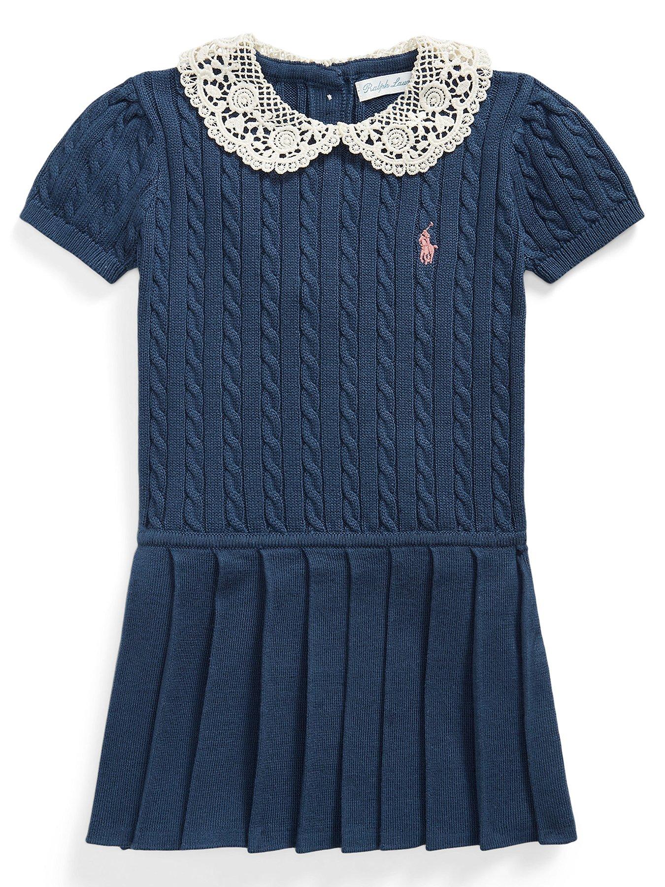 Polo Ralph Lauren Baby Girls Lace Collar Dress - Navy