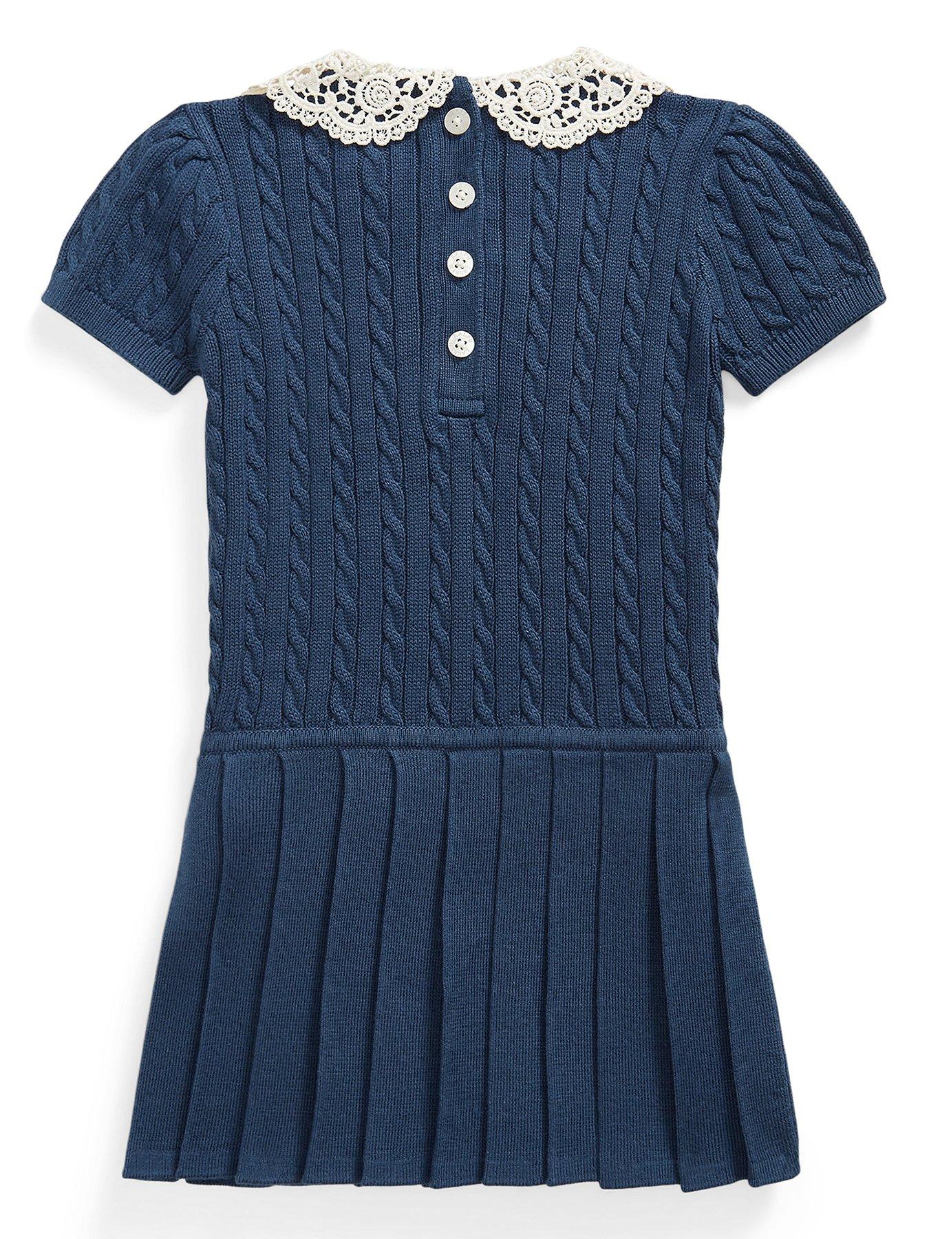 Image 2 of 3 of Polo Ralph Lauren Baby Girls Lace Collar Dress - Navy