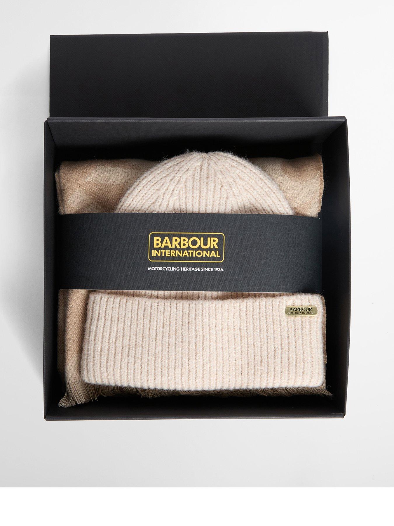 Image 1 of 5 of Barbour International Womens Pendle Beanie &amp; Kenna Scarf Gift Set - Brown