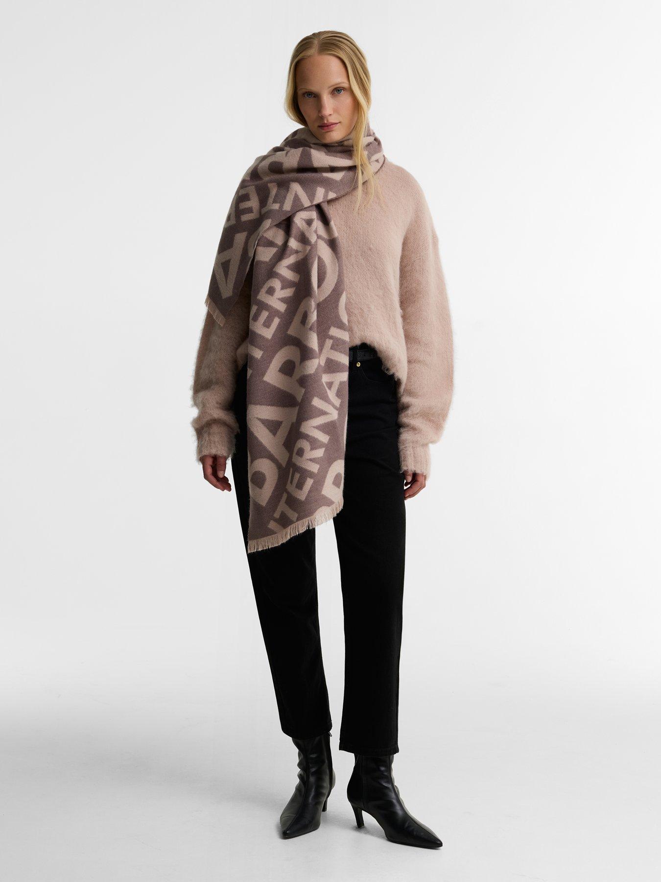 Image 2 of 5 of Barbour International Womens Kenna Oversized Logo Soft-Touch Long Scarf - Brown
