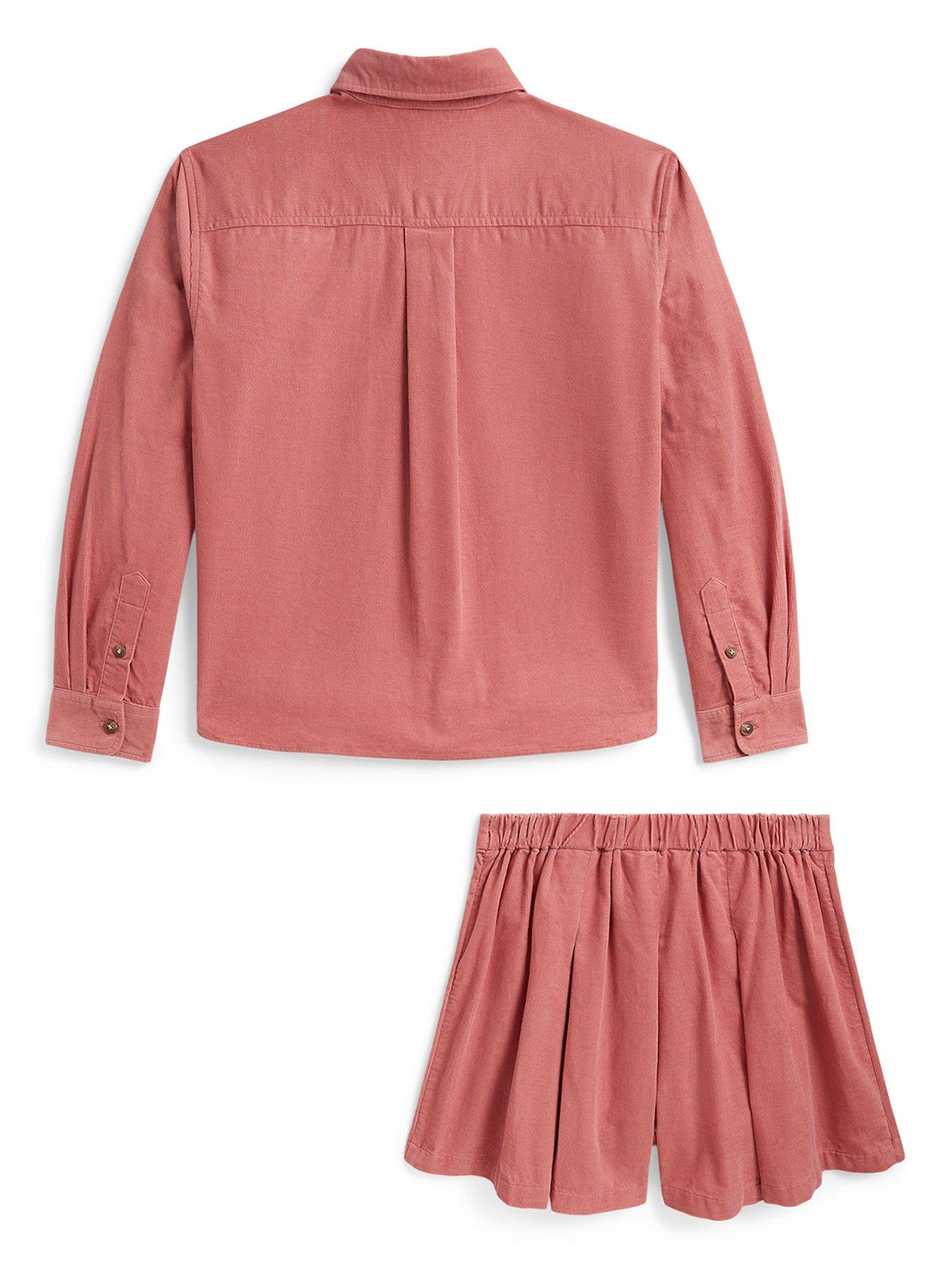 Image 2 of 2 of Polo Ralph Lauren Girls Corduroy Short Set - Pink
