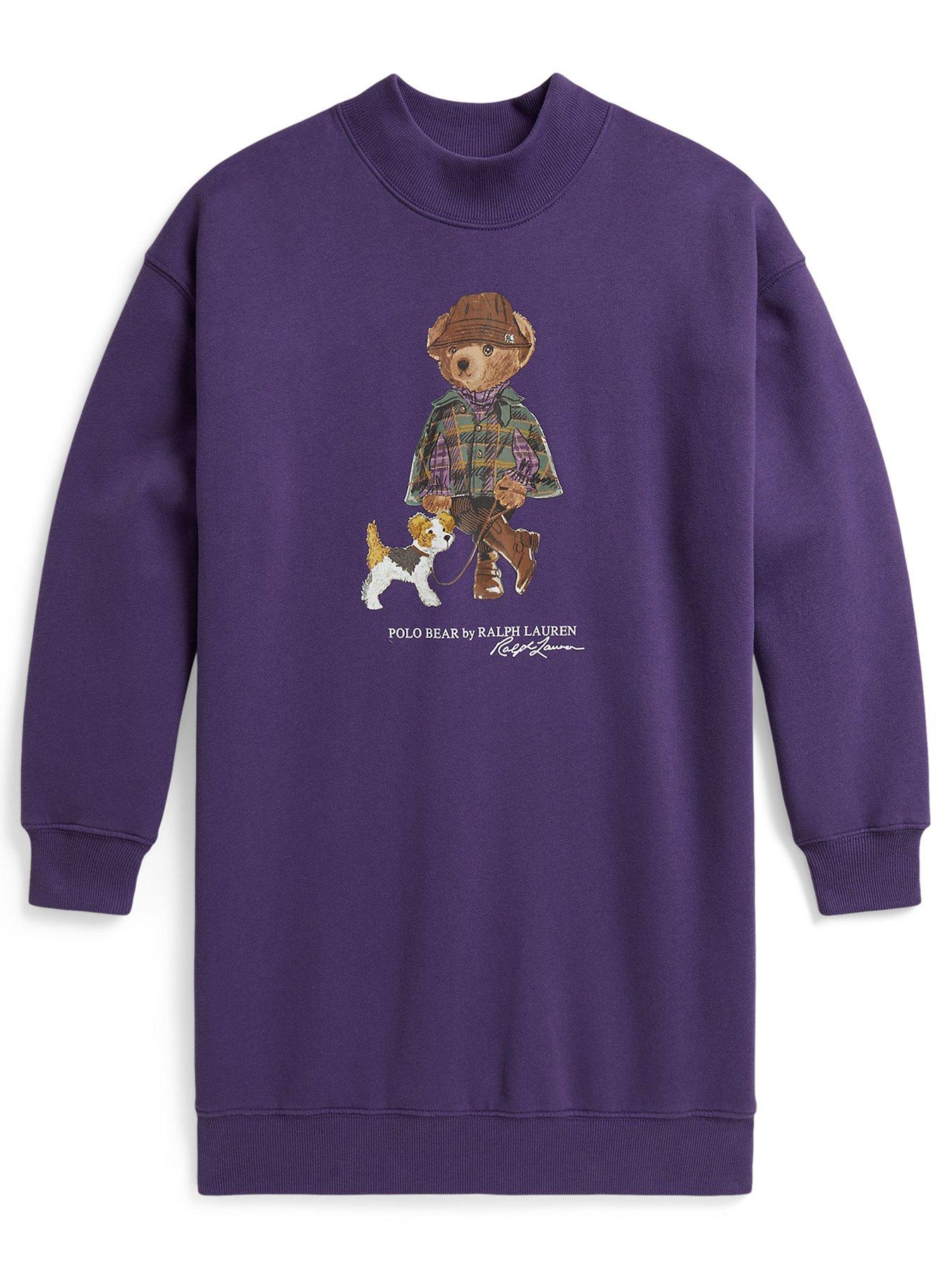 Polo Ralph Lauren Girls Bear Sweat Dress - Purple
