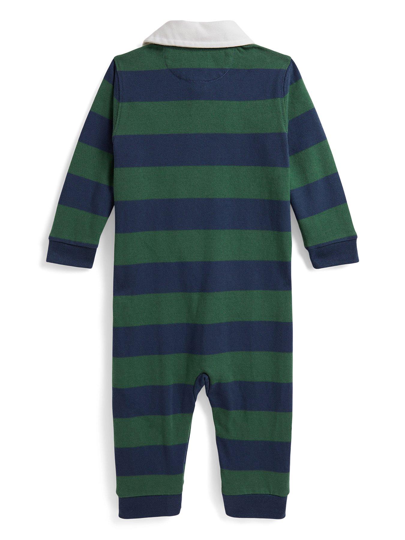 Image 2 of 2 of Polo Ralph Lauren Baby Boys Rugby Stripe Coverall - Multi