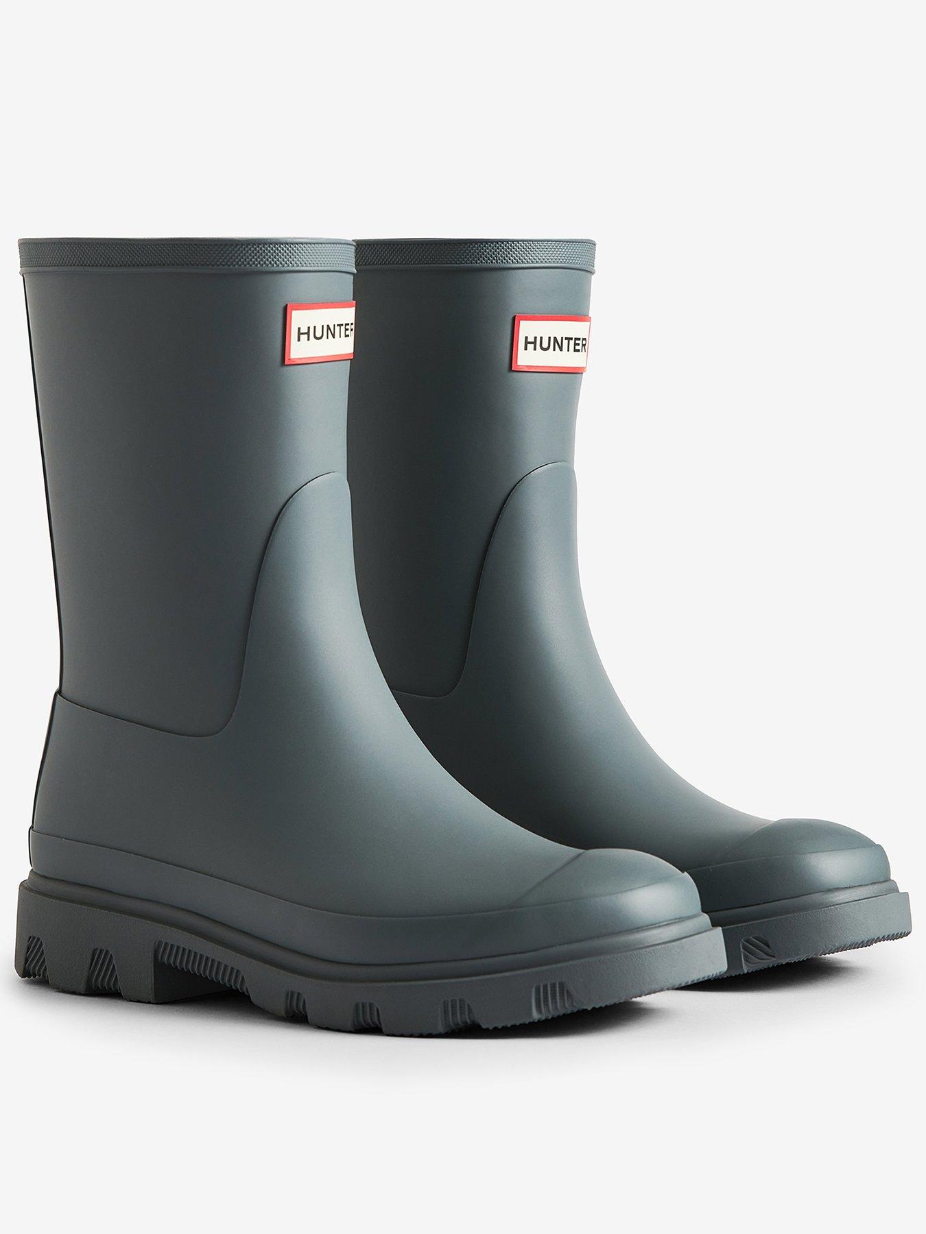 Hunter Mens Downpour Short Boots - Grey