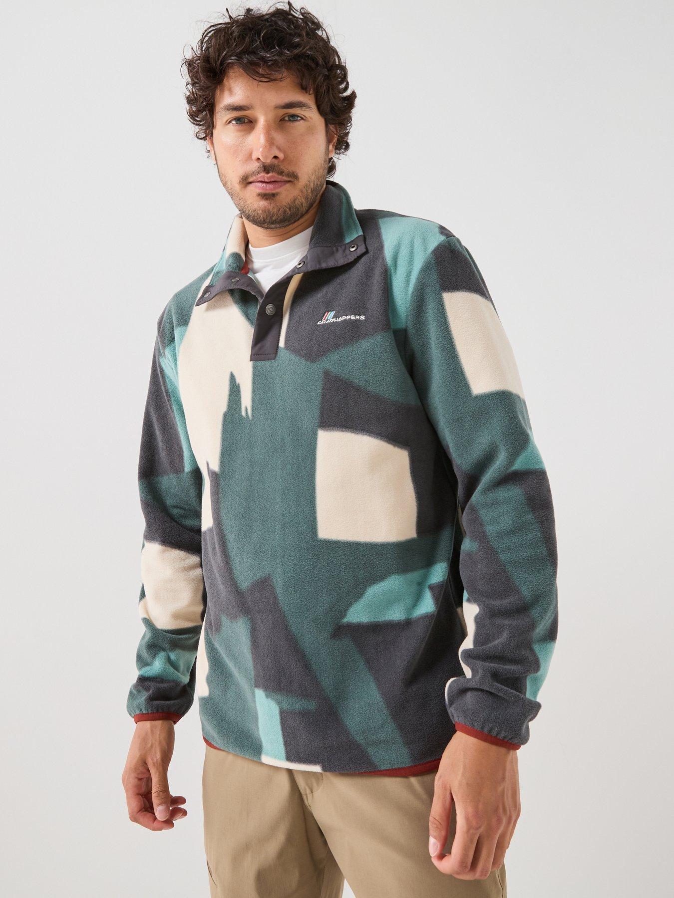 Image 1 of 6 of Craghoppers Mens Dewlish II Microfleece Stud Neck Overhead Fleece - Green Ridge