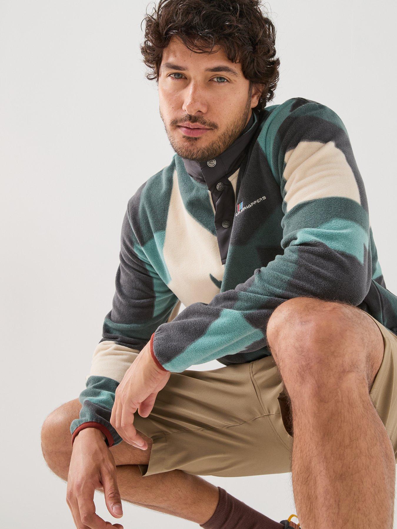 Image 4 of 6 of Craghoppers Mens Dewlish II Microfleece Stud Neck Overhead Fleece - Green Ridge