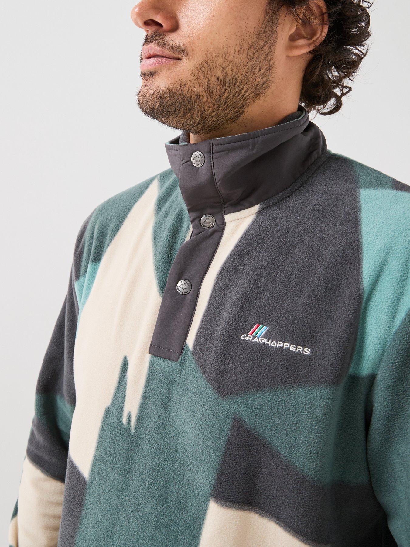 Image 5 of 6 of Craghoppers Mens Dewlish II Microfleece Stud Neck Overhead Fleece - Green Ridge