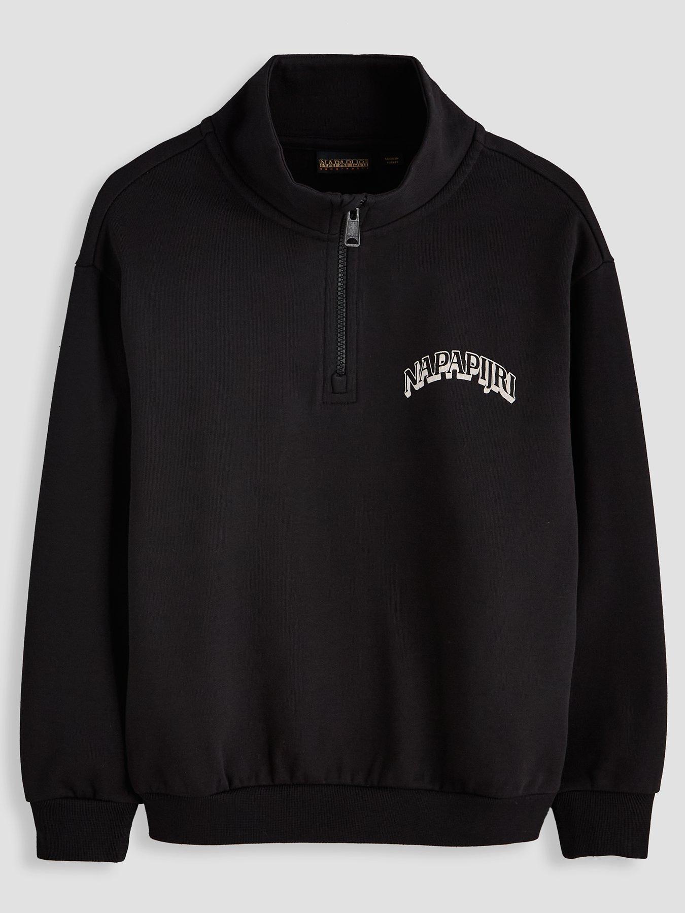 Image 1 of 4 of NAPAPIJRI Boys Quarter Zip Logo Graphic Sweatshirt - Black