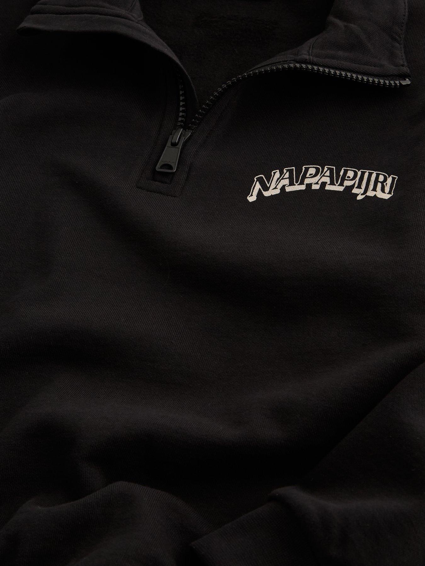 Image 4 of 4 of NAPAPIJRI Boys Quarter Zip Logo Graphic Sweatshirt - Black