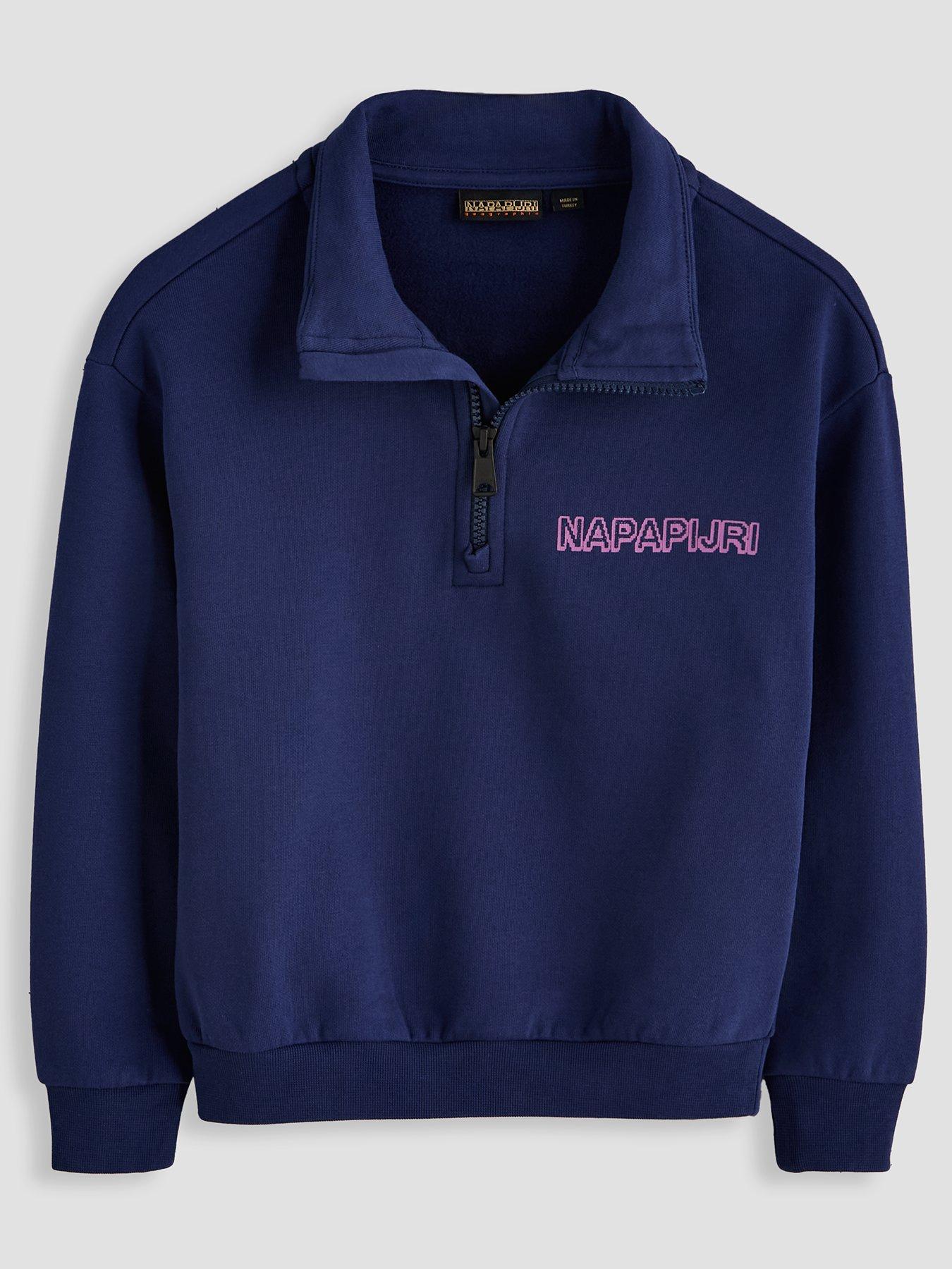 Image 1 of 4 of NAPAPIJRI Boys Tipi Quarter Zip Logo Sweatshirt - Navy