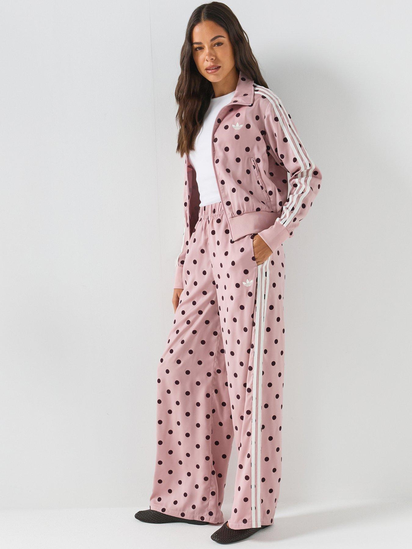 Image 1 of 7 of adidas Originals Womens Satin Polka Dot Track Top - Pink/Burgundy
