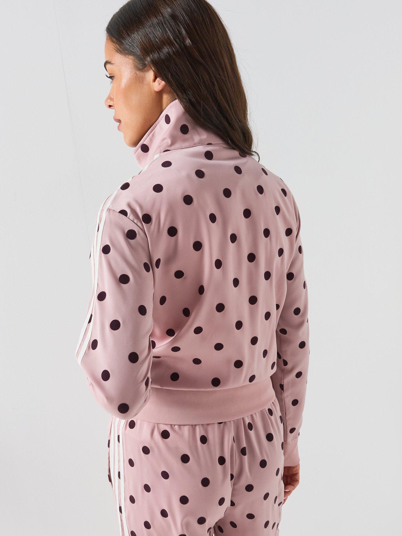 Image 2 of 7 of adidas Originals Womens Satin Polka Dot Track Top - Pink/Burgundy