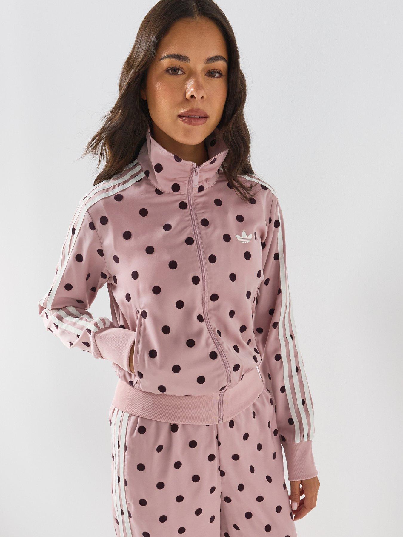 Image 3 of 7 of adidas Originals Womens Satin Polka Dot Track Top - Pink/Burgundy