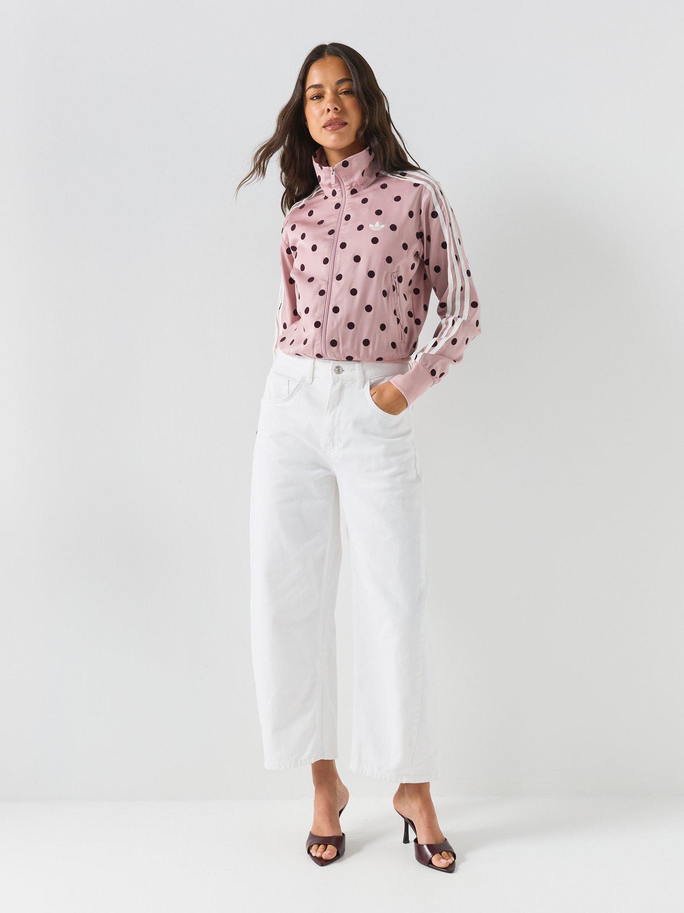Image 5 of 7 of adidas Originals Womens Satin Polka Dot Track Top - Pink/Burgundy