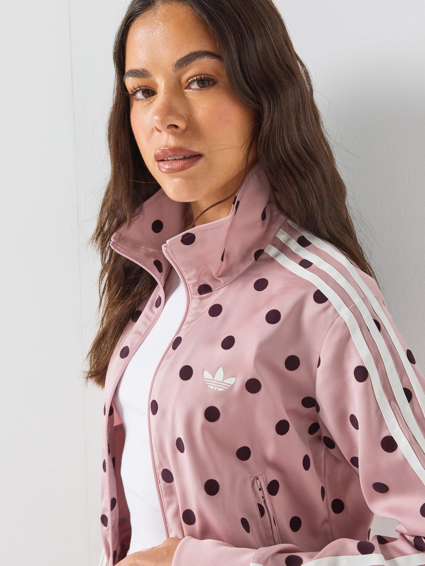 Image 6 of 7 of adidas Originals Womens Satin Polka Dot Track Top - Pink/Burgundy