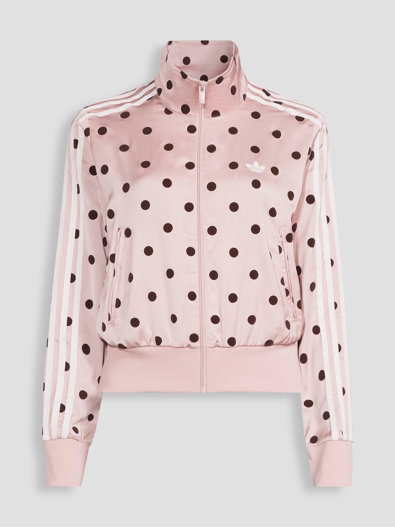 Image 7 of 7 of adidas Originals Womens Satin Polka Dot Track Top - Pink/Burgundy