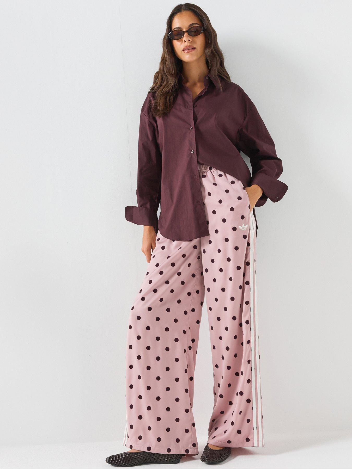 adidas Originals Women's Satin Polka Dot Wide Leg Pant - Pink