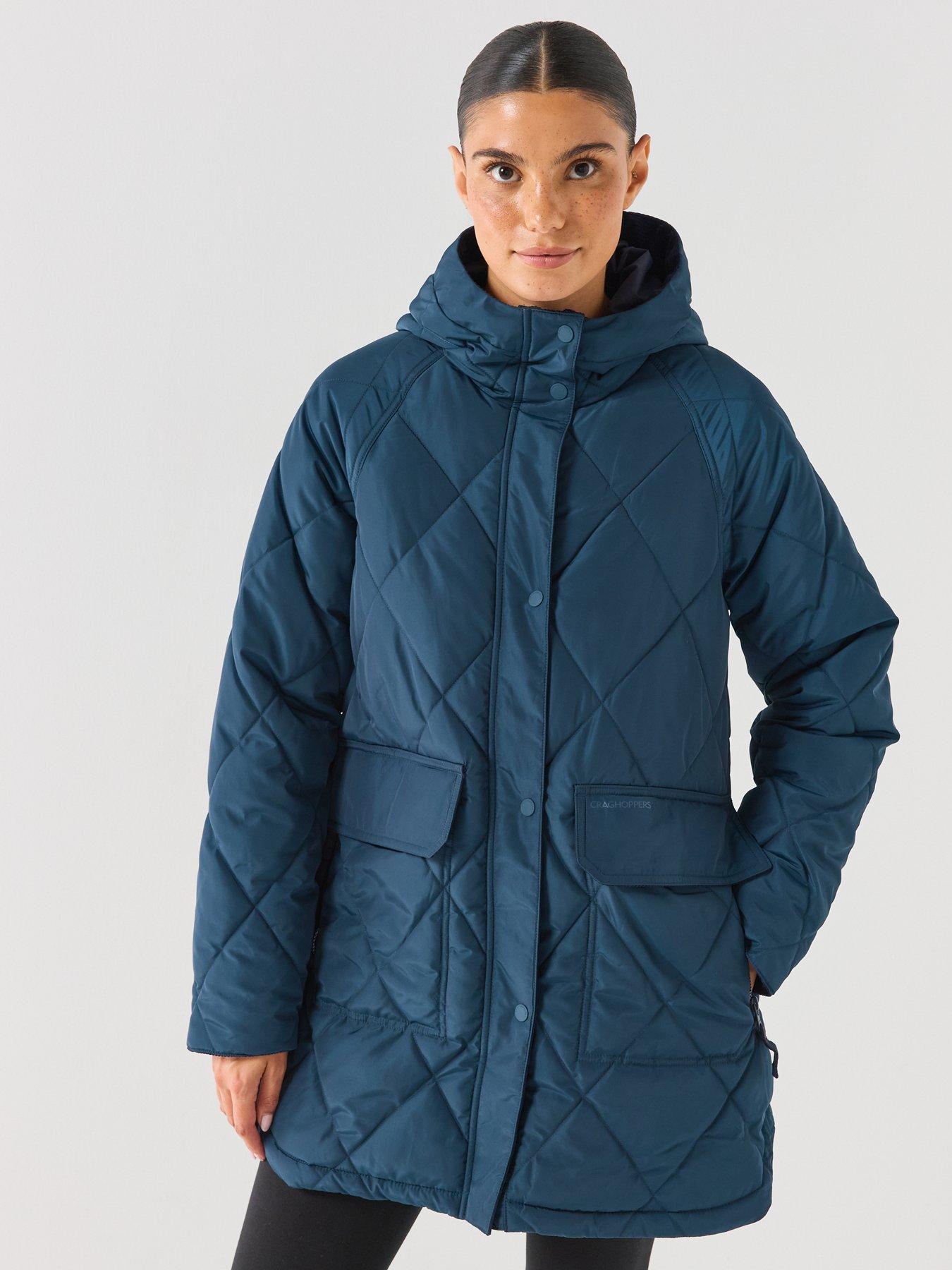 Image 3 of 6 of Craghoppers Womens Sweetgrass Hooded Quilted Longline Jacket - Blue