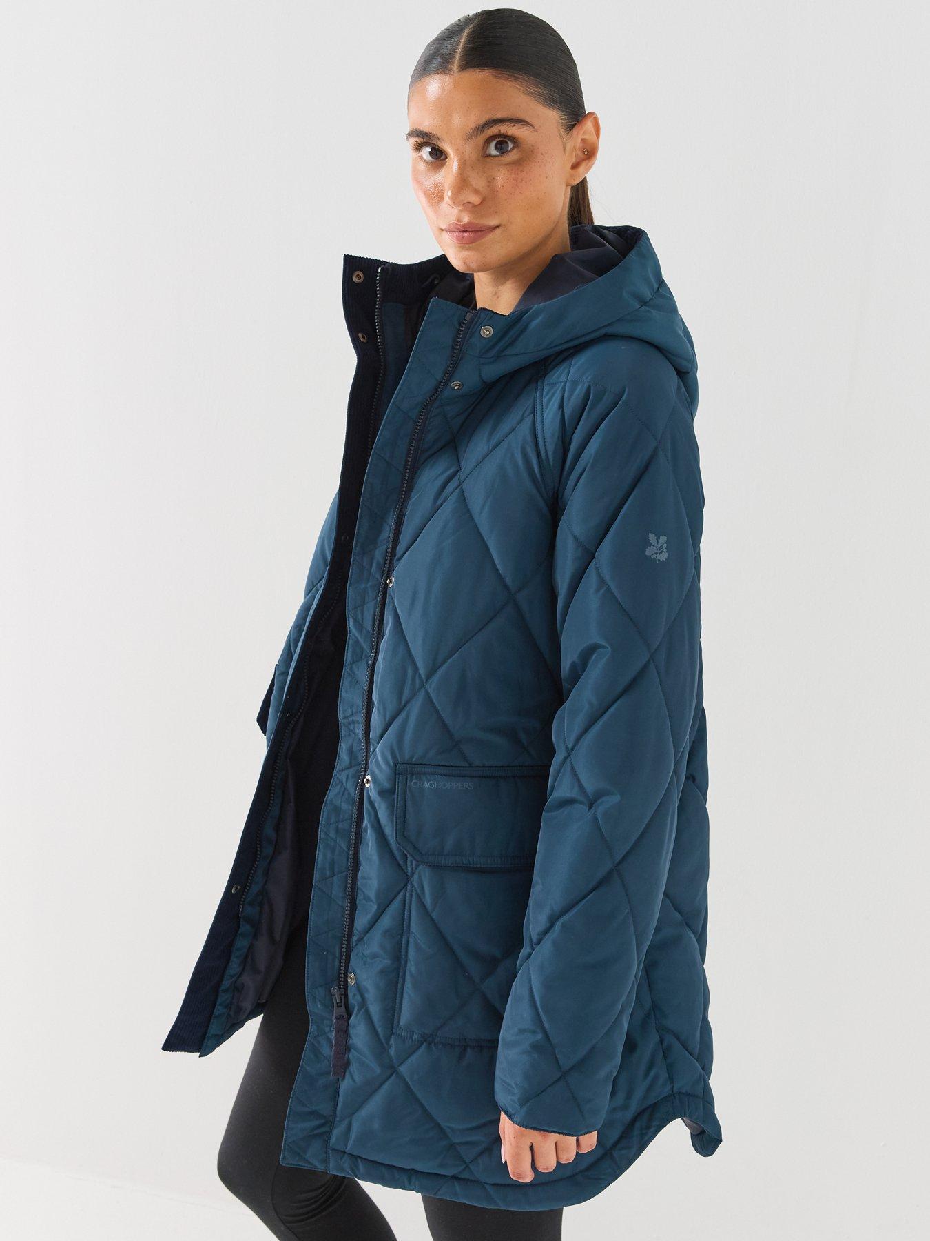 Image 6 of 6 of Craghoppers Womens Sweetgrass Hooded Quilted Longline Jacket - Blue