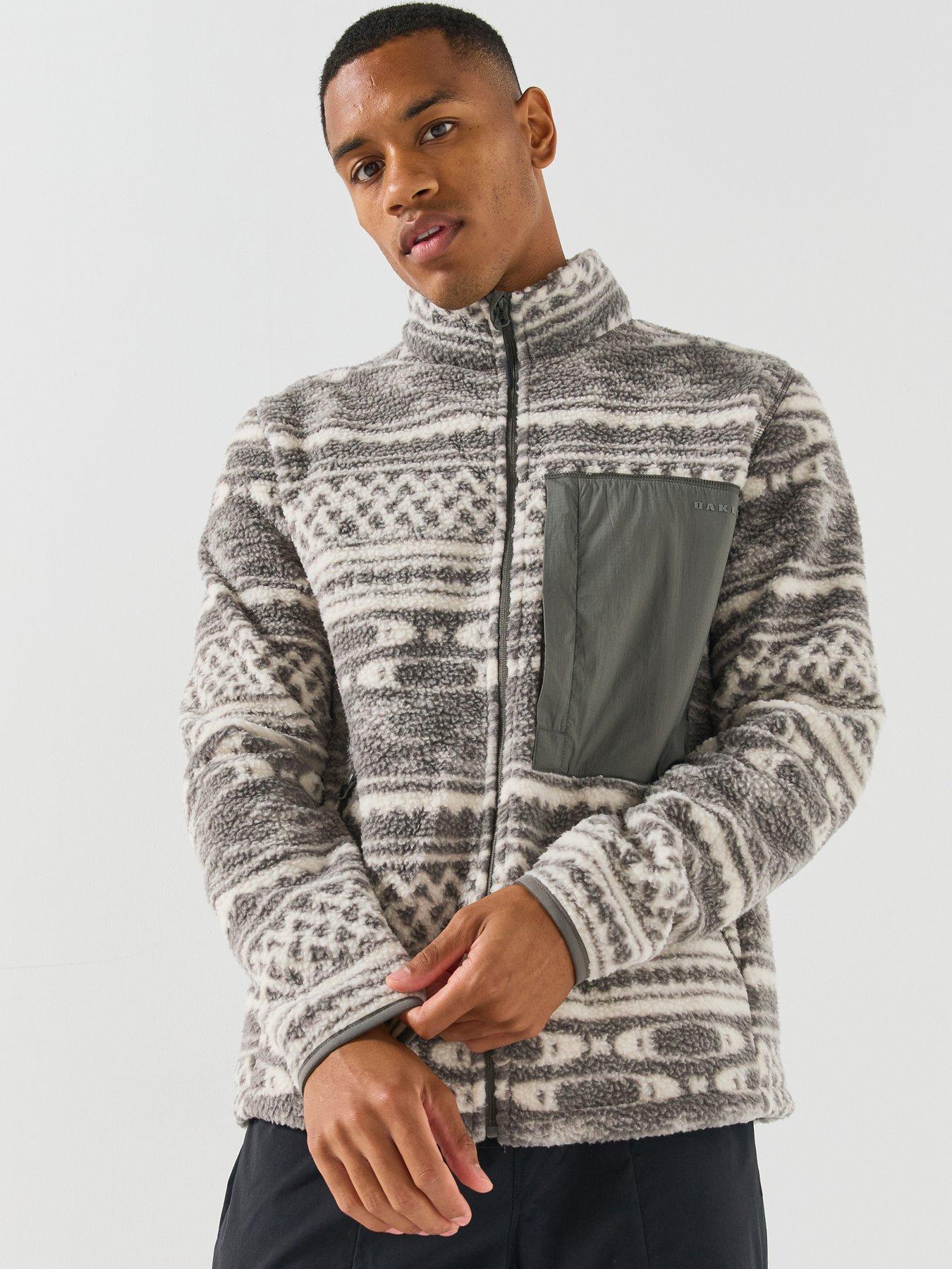 Image 1 of 5 of Oakley Mens Snowdrift Mountain Fire Sherpa Printed Fleece - Black/grey