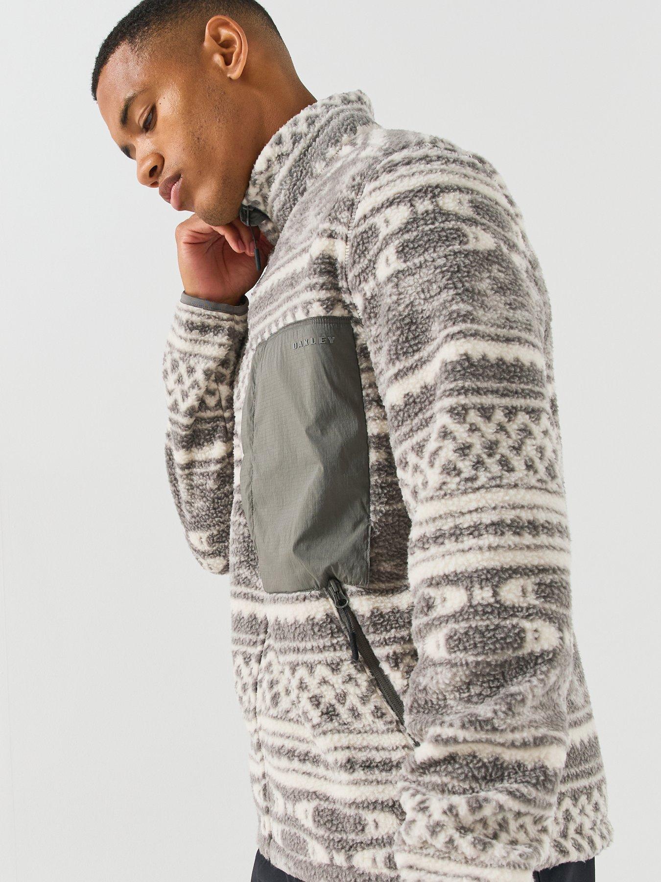 Image 4 of 5 of Oakley Mens Snowdrift Mountain Fire Sherpa Printed Fleece - Black/grey