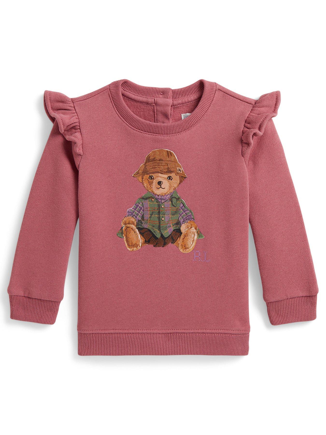 Image 1 of 3 of Polo Ralph Lauren Baby Girls Bear Sweatshirt - Pink
