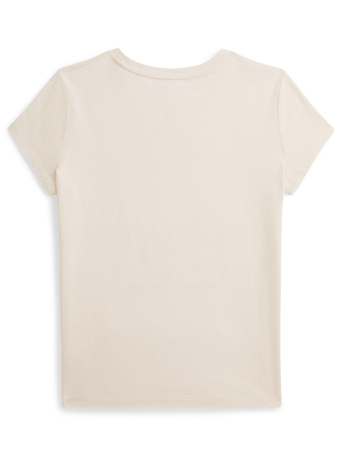 Image 2 of 2 of Polo Ralph Lauren Girls Bear Short Sleeve T-shirt - Cream