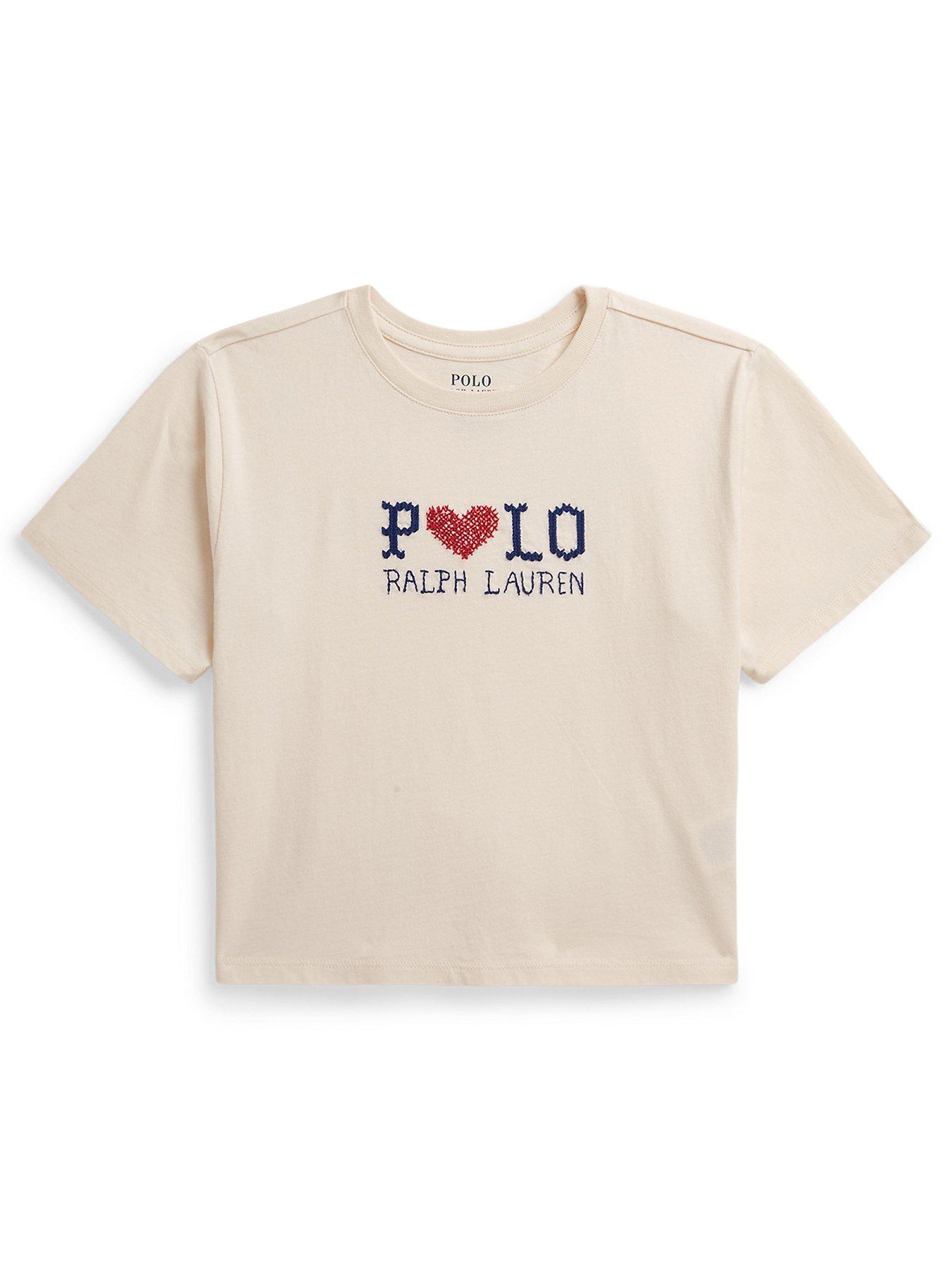 Polo Ralph Lauren Girls Polo Short Sleeve T-shirt - Cream