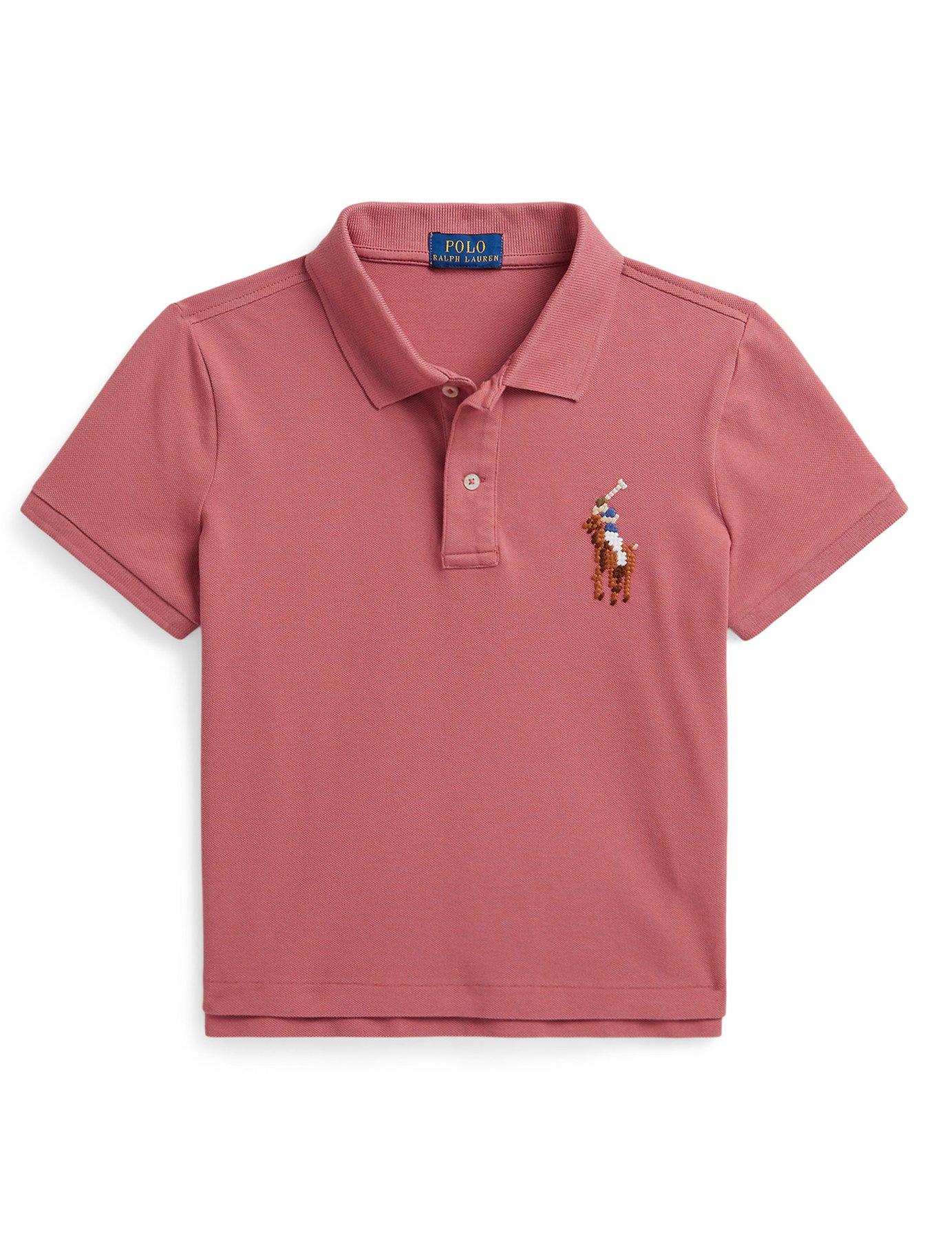 Image 1 of 2 of Polo Ralph Lauren Girls Large Pony Short Sleeve Polo Shirt - Pink
