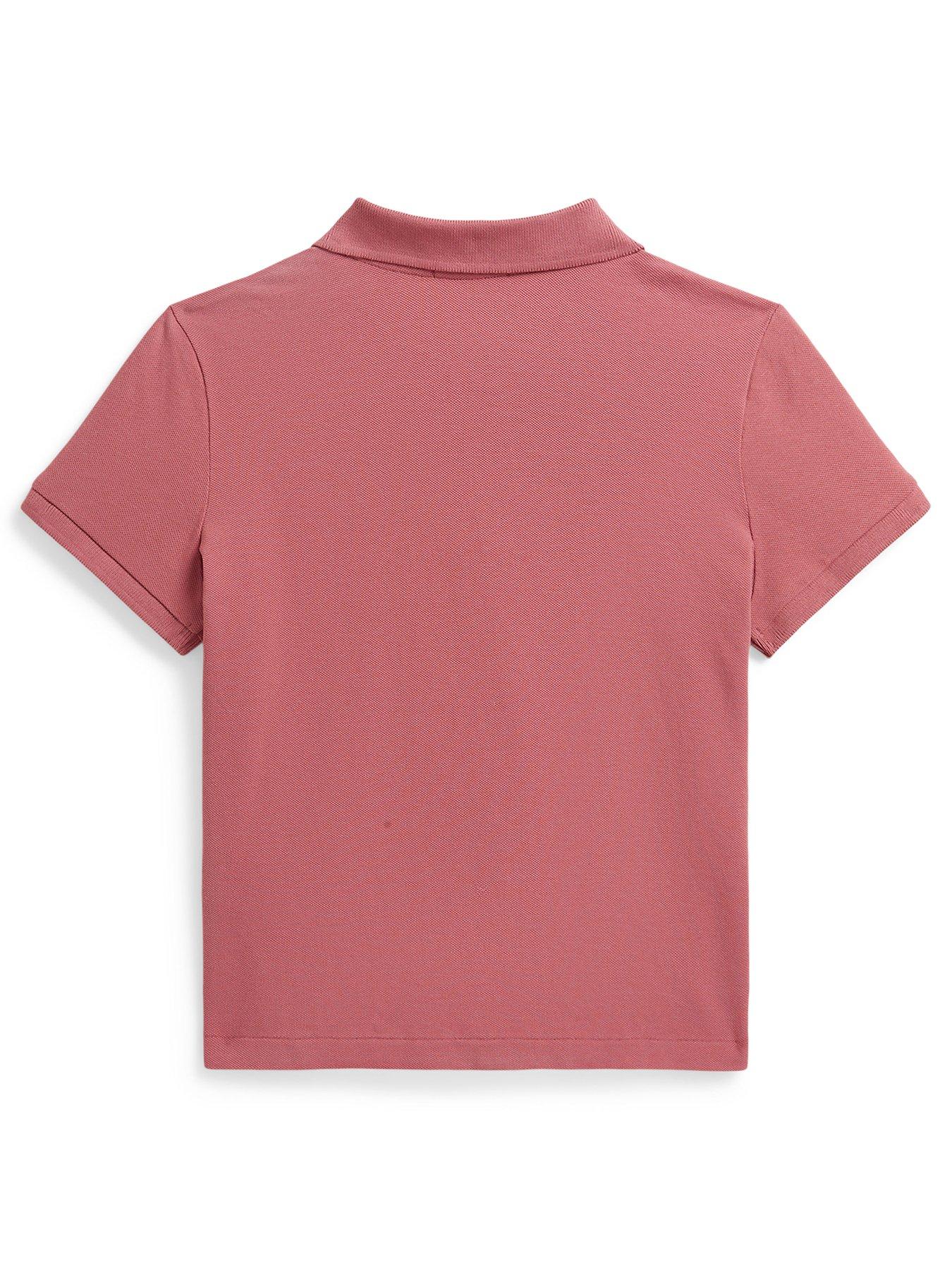 Image 2 of 2 of Polo Ralph Lauren Girls Large Pony Short Sleeve Polo Shirt - Pink