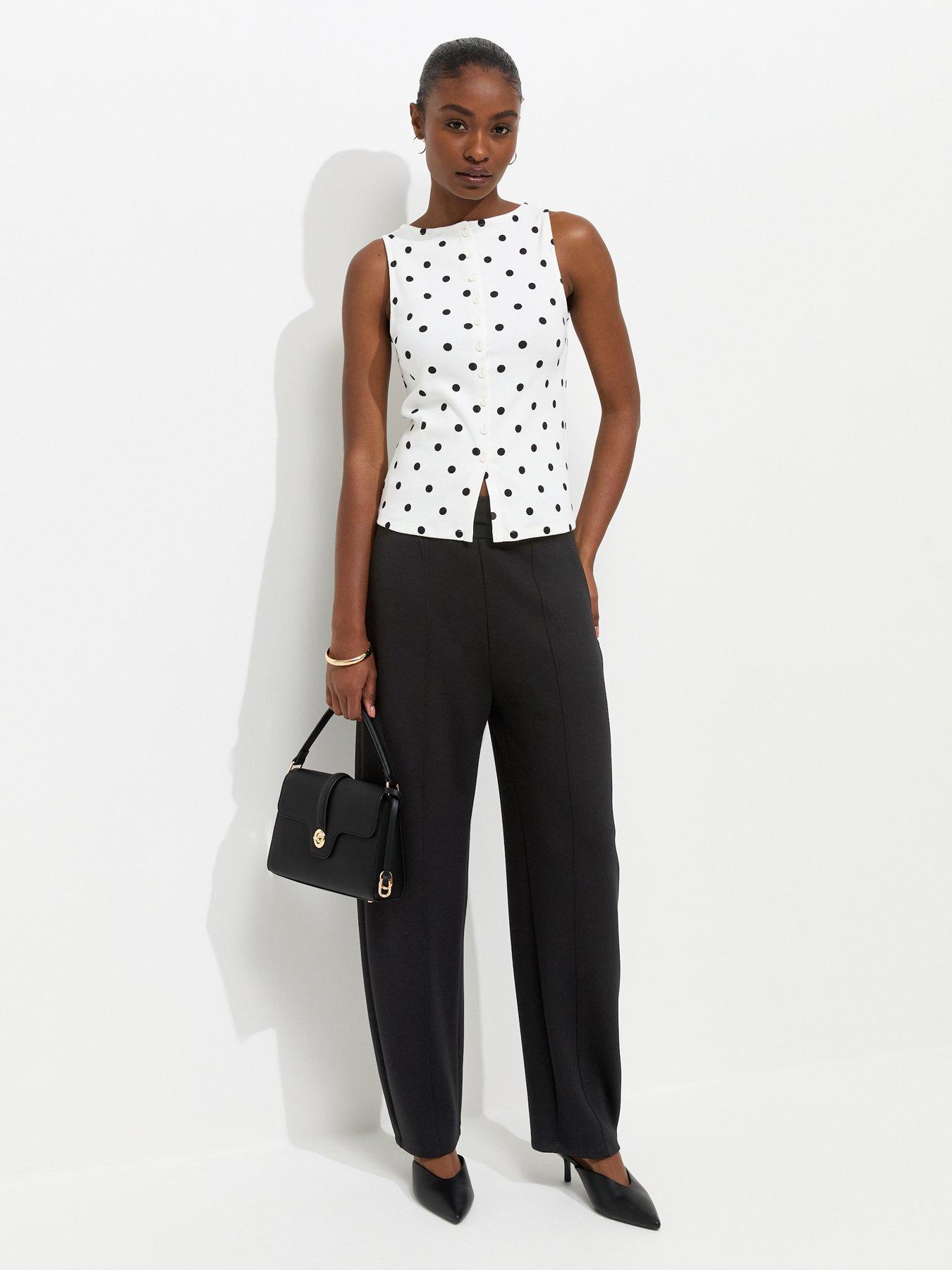 Image 2 of 4 of New Look Cotton Rich Spot Print Button Through Top - Cream