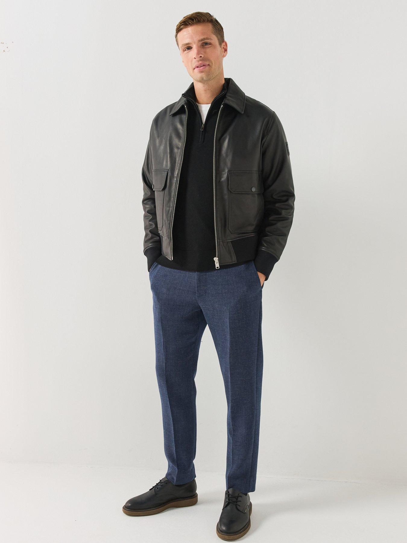 Image 3 of 6 of Belstaff Mens Ribbed Hem Zip-Through Pilot Jacket - Black
