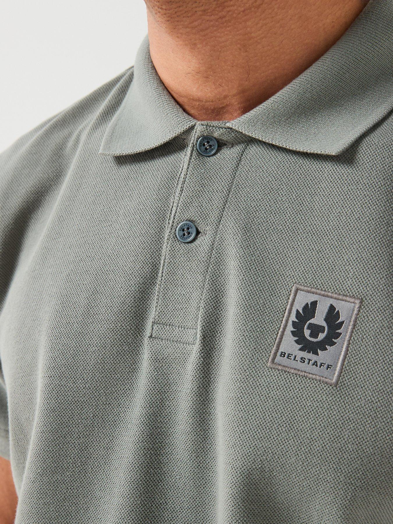 Image 4 of 6 of Belstaff Left Chest Patch Logo Polo Shirt - Grey