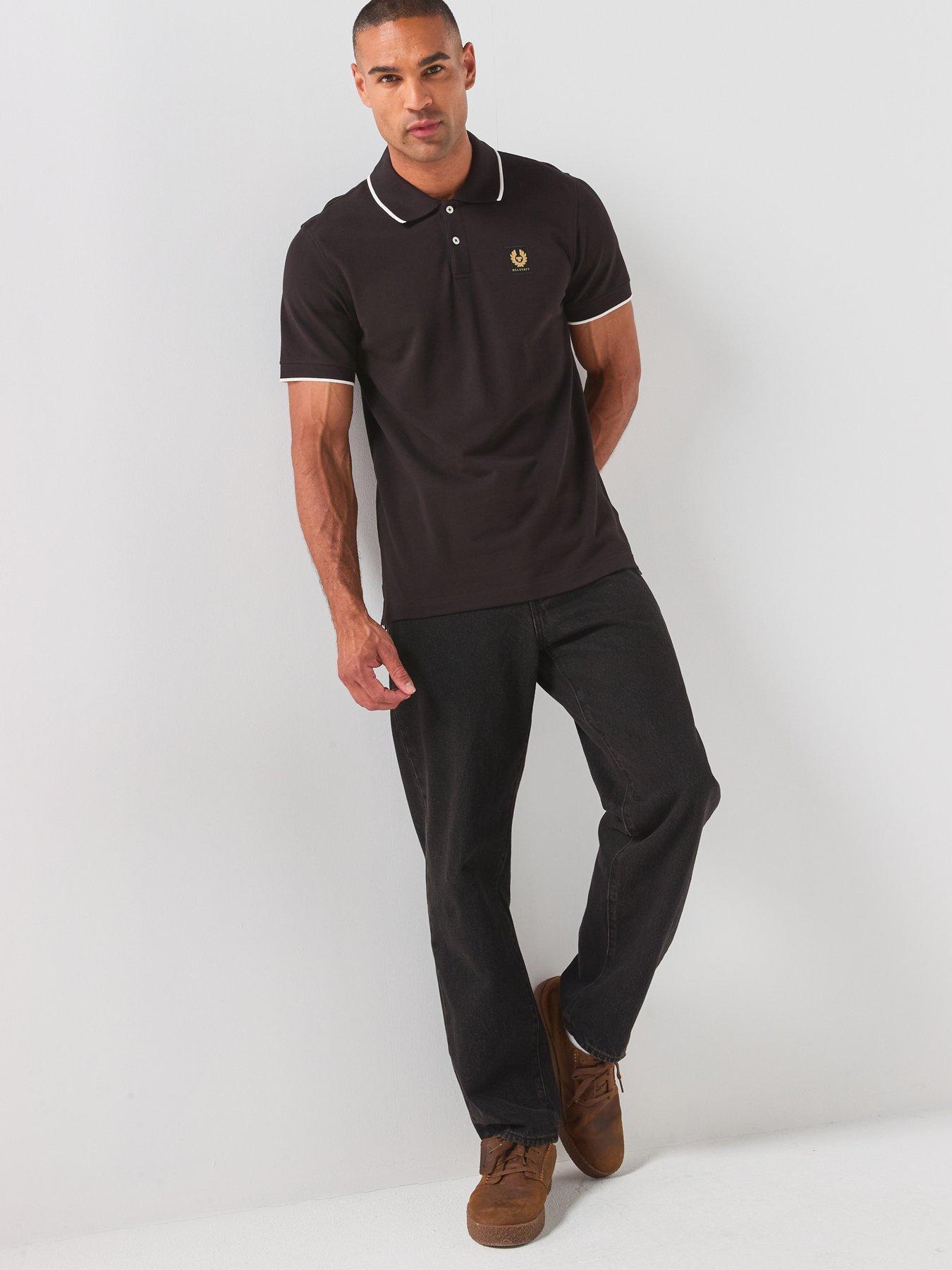 Image 3 of 6 of Belstaff Patch Logo Tipped Polo Shirt - Black
