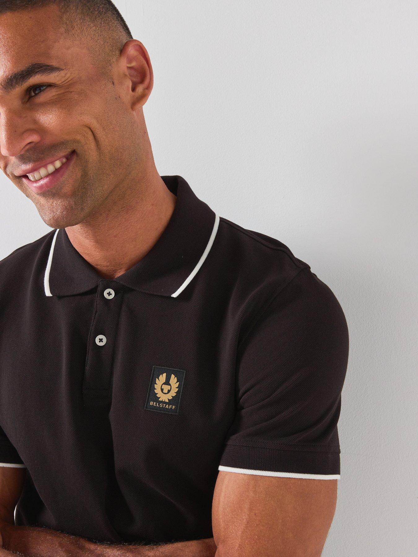 Image 6 of 6 of Belstaff Patch Logo Tipped Polo Shirt - Black