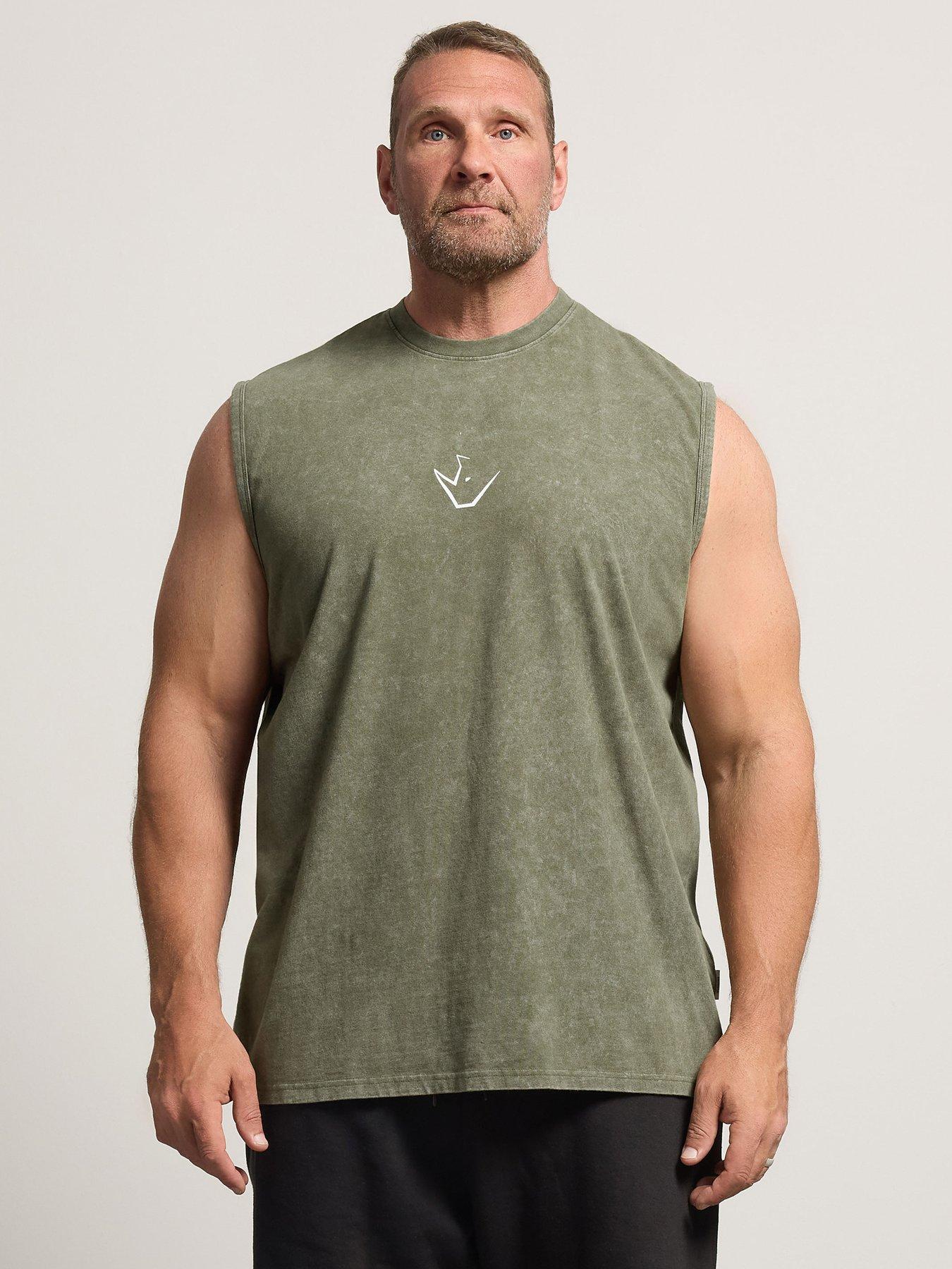 BadRhino Ironrhino Acid Wash Old English Vest - Green