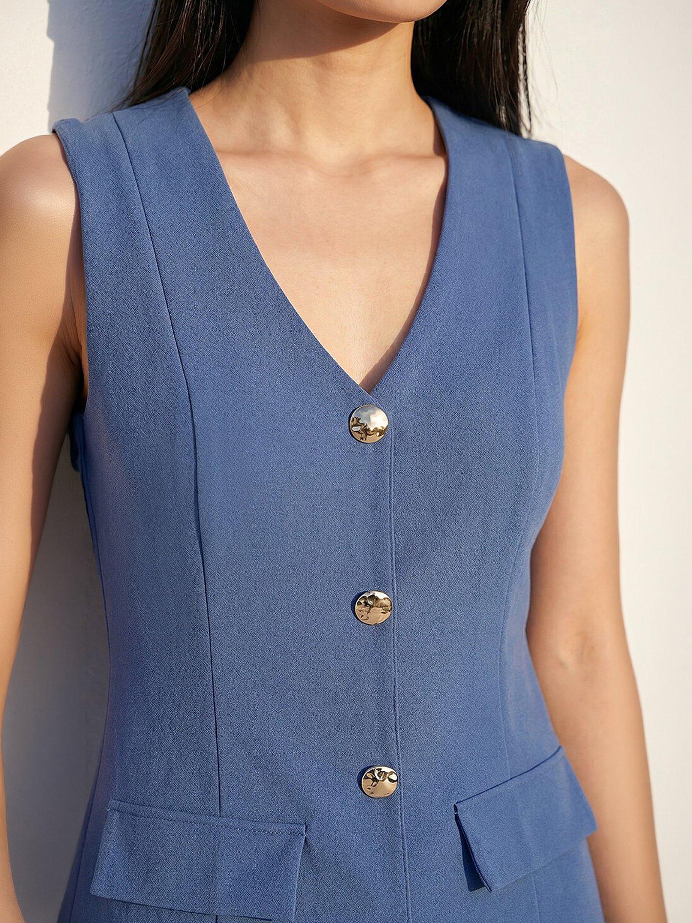 Image 2 of 4 of Roman Dusk Button Through Tailored Dress
