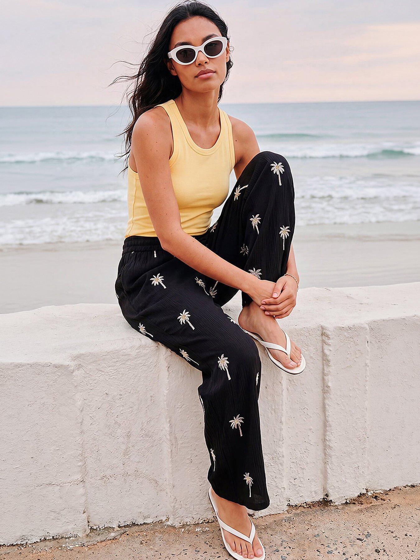 Roman Sequin Palm Tree Trousers