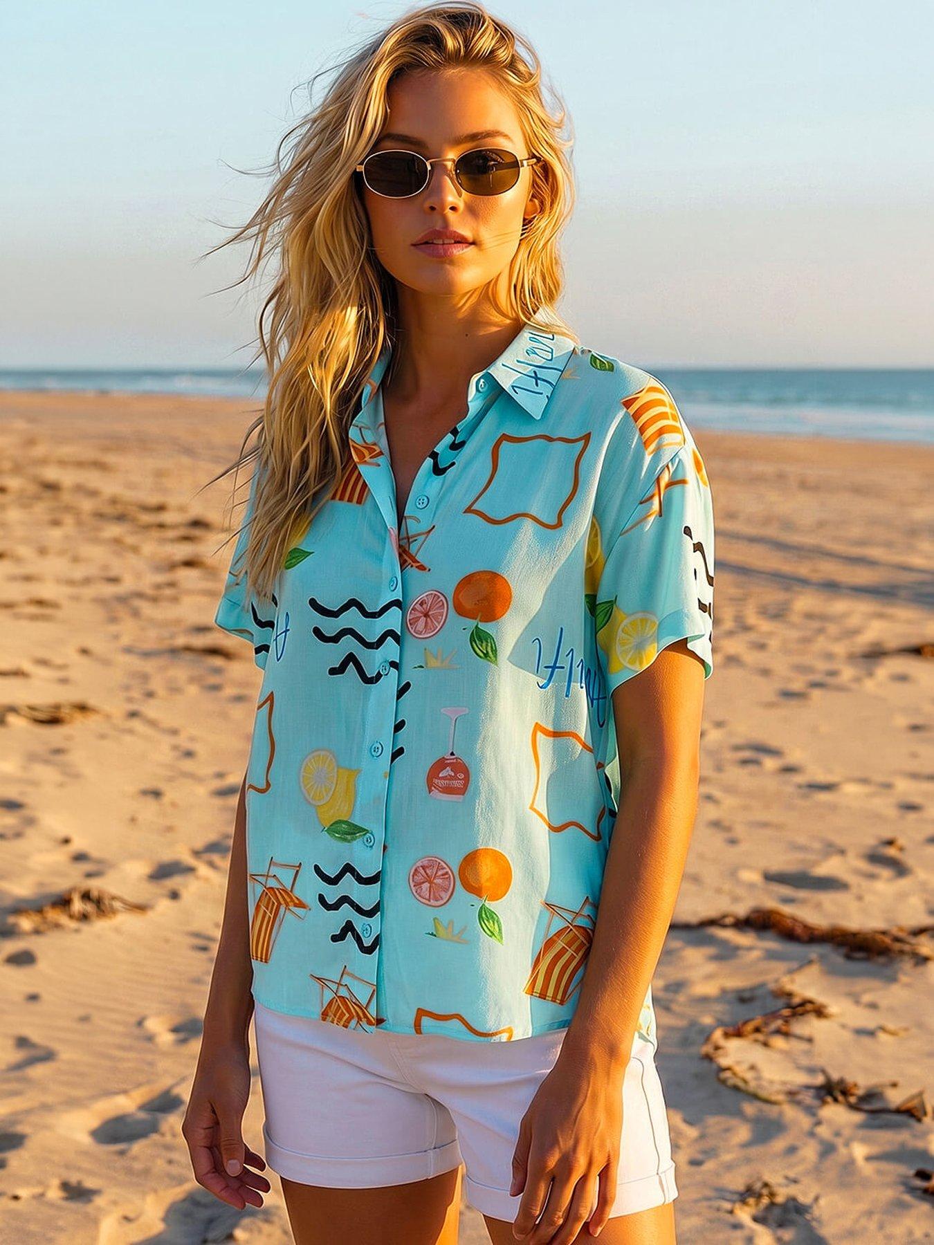 Roman Dusk Beach Print Shirt