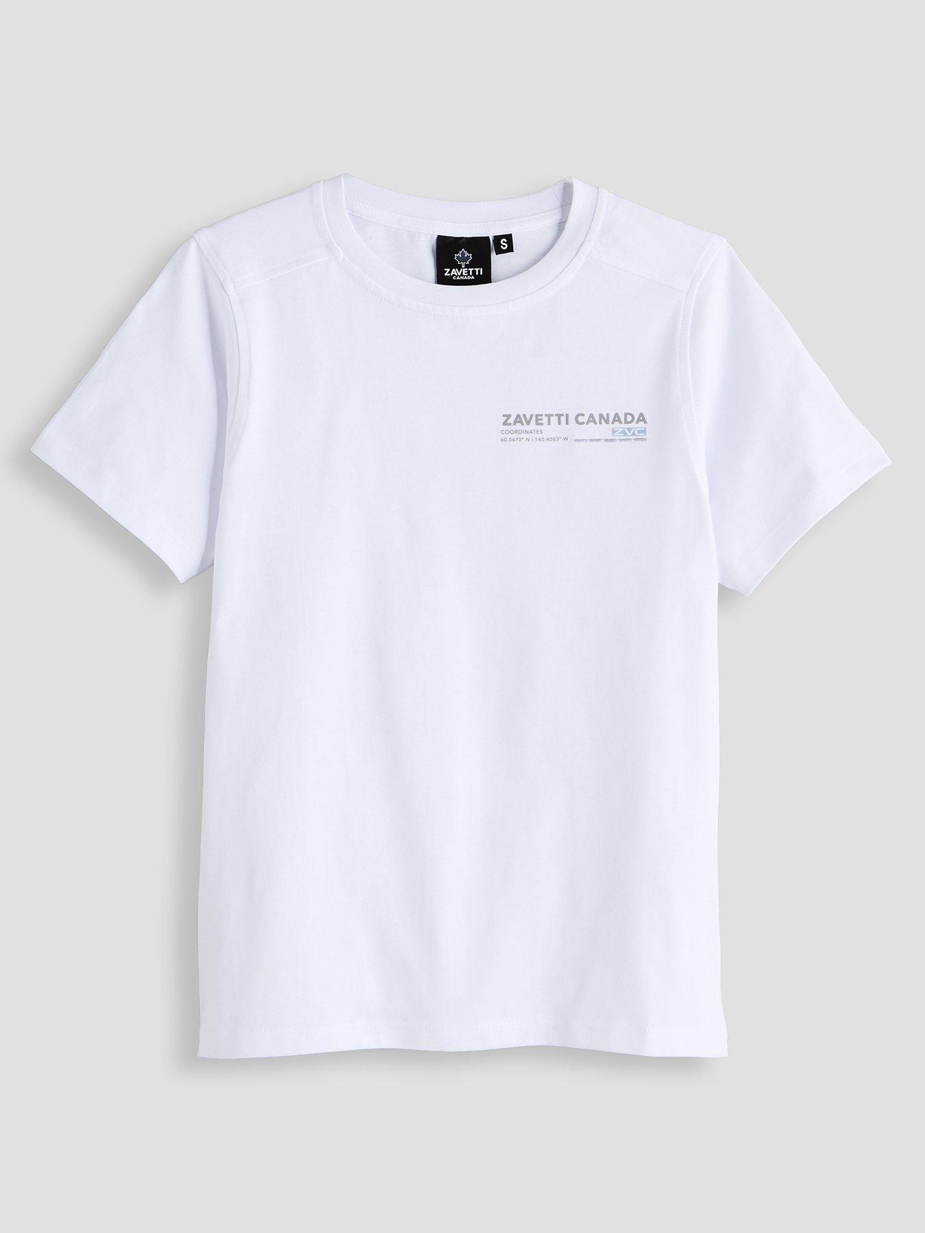 Image 1 of 4 of Zavetti Canada Boys Dimara Chest Logo Back Print T-Shirt - White