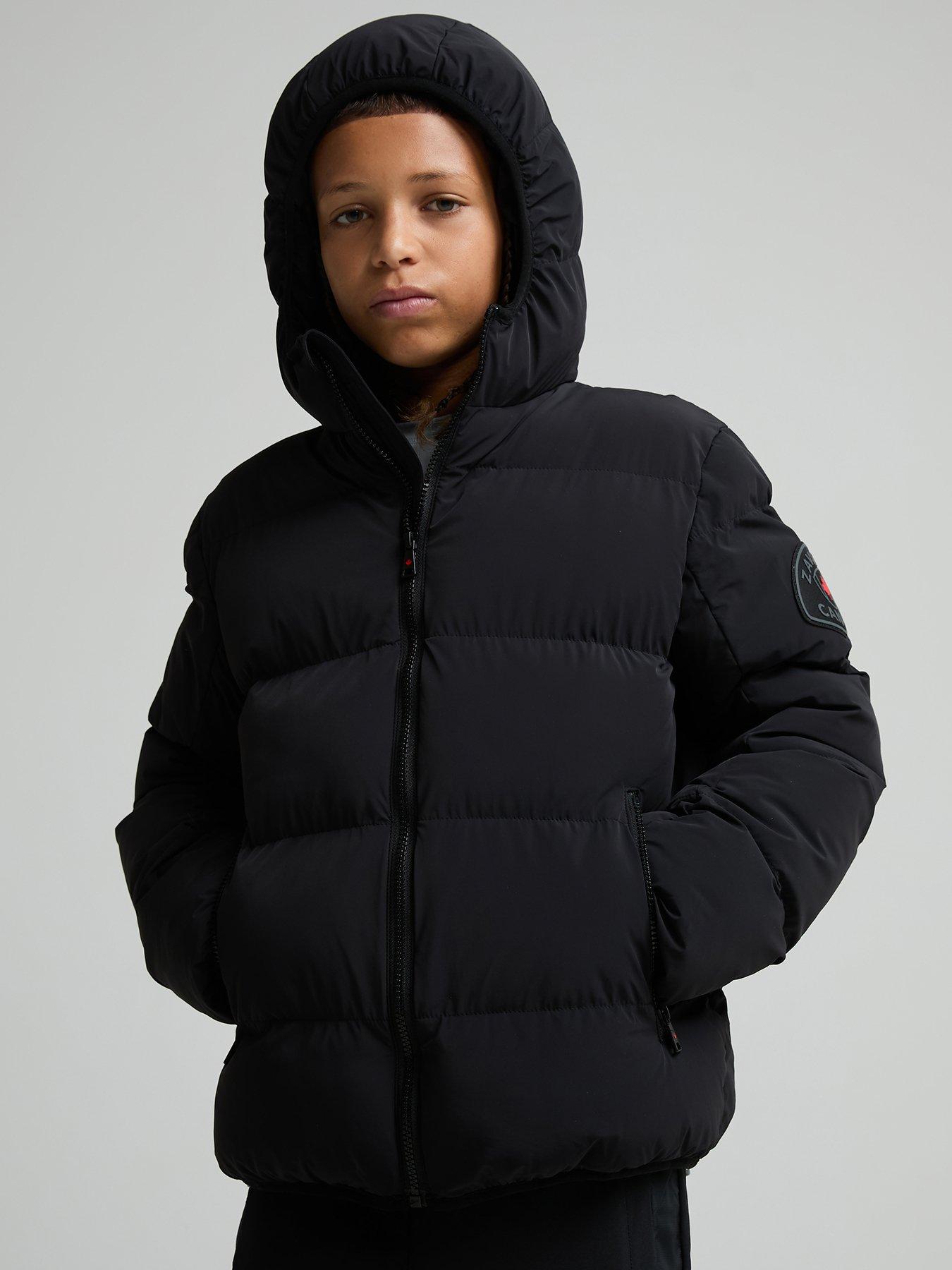 Image 4 of 7 of Zavetti Canada Kids' Dalzino Puffer Jacket with Hood and Zip Fastening - Black
