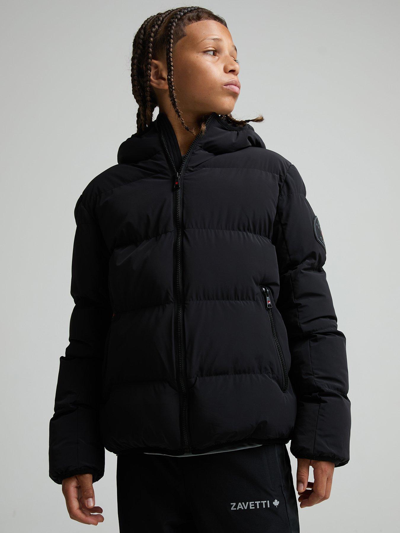 Image 7 of 7 of Zavetti Canada Kids' Dalzino Puffer Jacket with Hood and Zip Fastening - Black