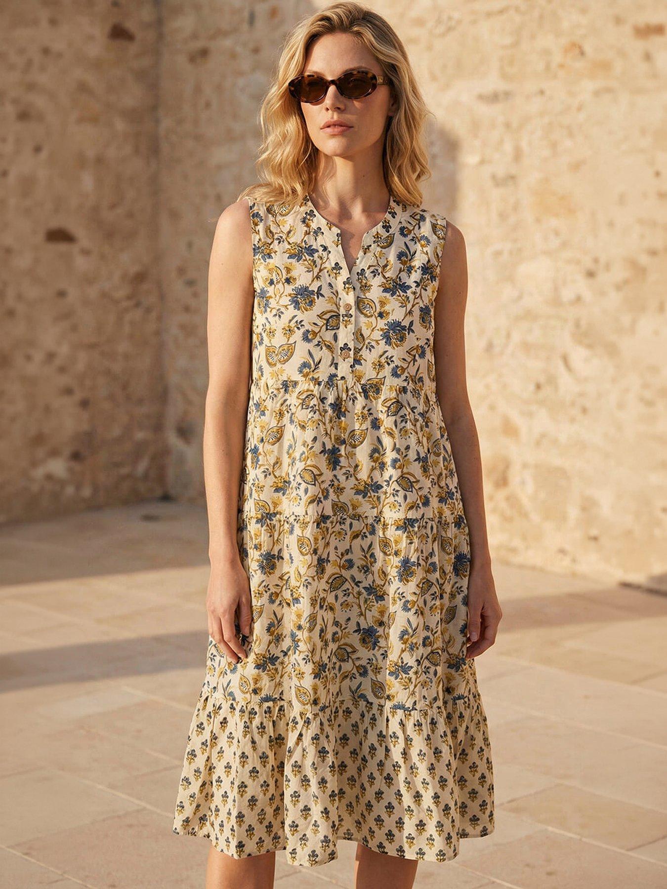 Image 1 of 4 of Roman Floral Contrast Collared Swing Dress