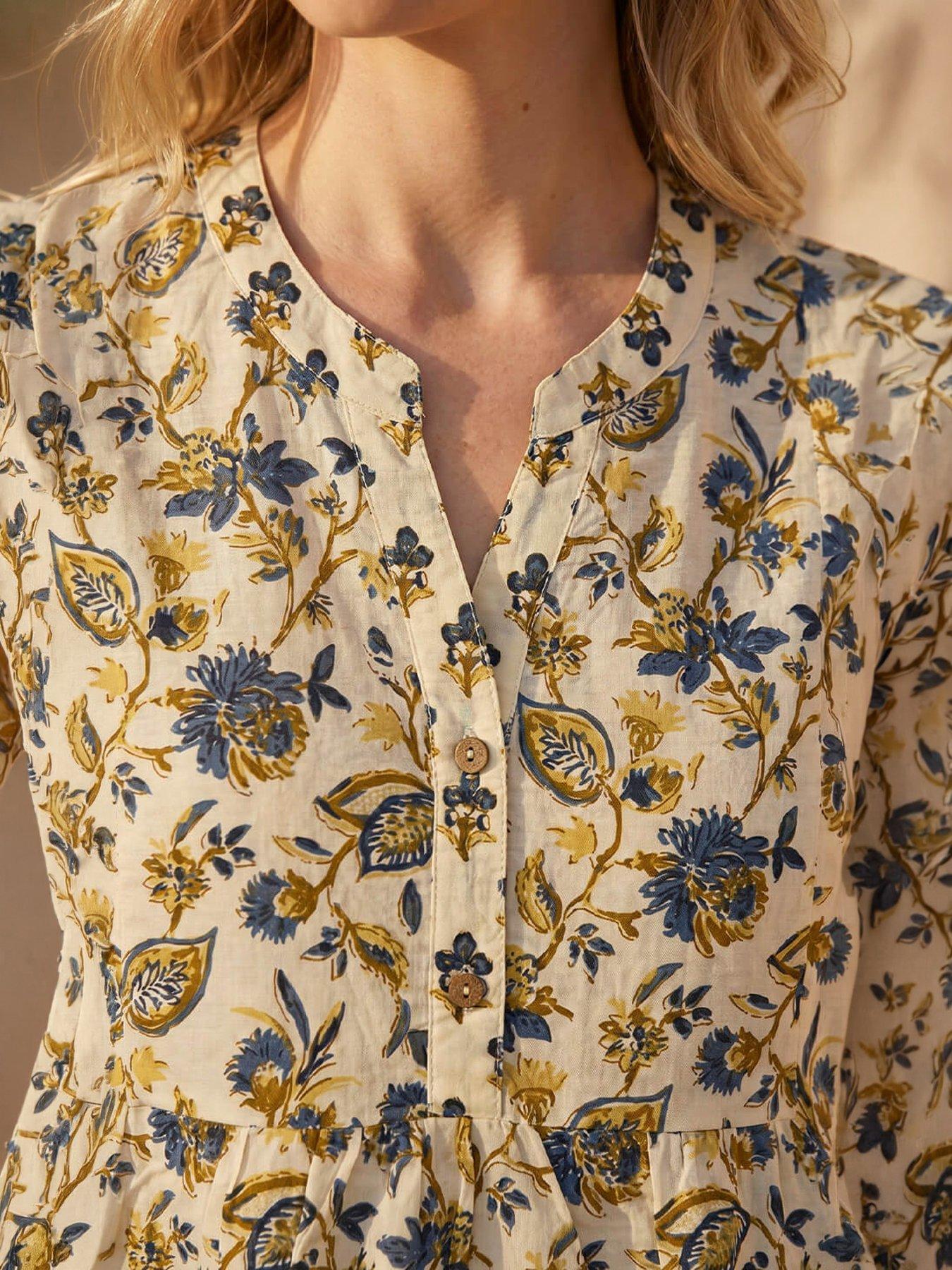 Image 2 of 4 of Roman Floral Contrast Collared Swing Dress