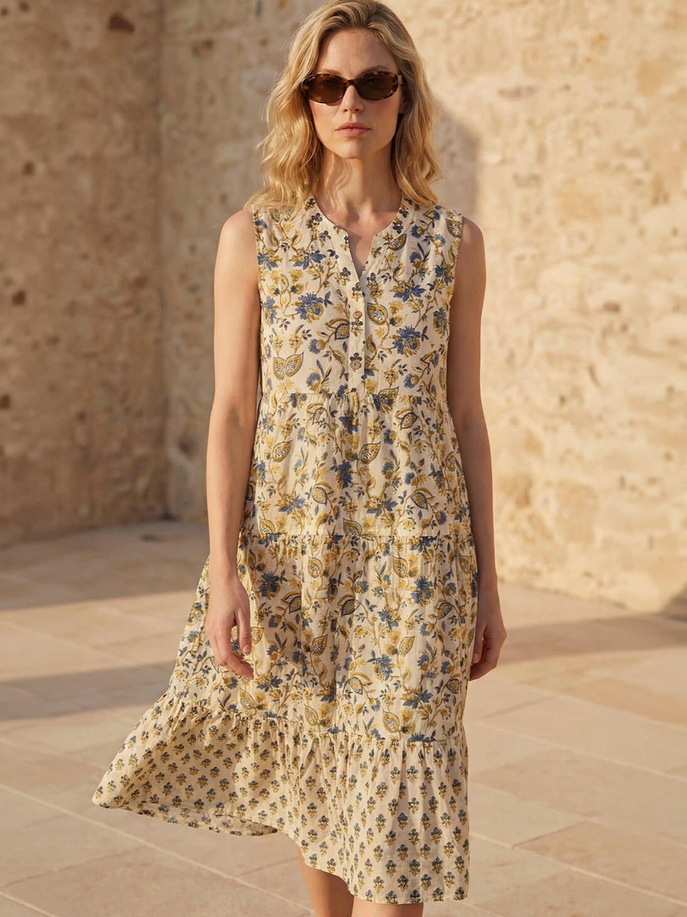 Image 4 of 4 of Roman Floral Contrast Collared Swing Dress