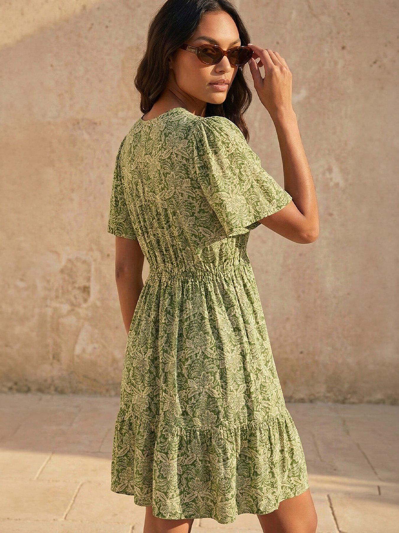 Image 3 of 4 of Roman Abstract Lace Trim Dress